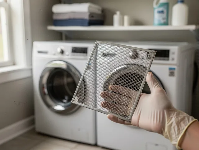 Port Chester Dryer Vent Cleaning specialist performing detailed lint trap cleaning service in Port Chester