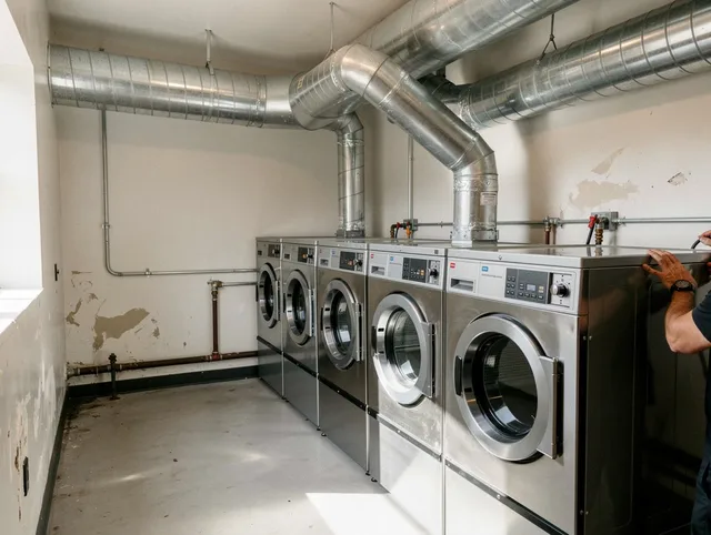 Port Chester Dryer Vent Cleaning team performing large-scale commercial dryer vent cleaning in Port Chester