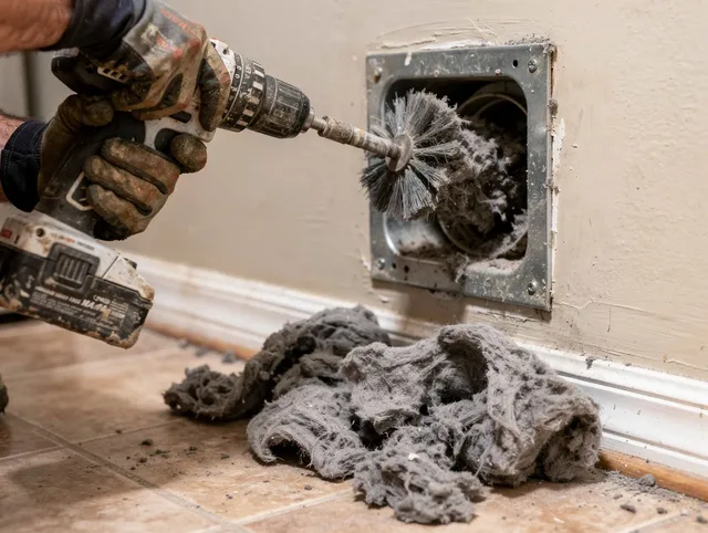 Certified Port Chester Dryer Vent Cleaning technician performing dryer vent cleaning in Port Chester