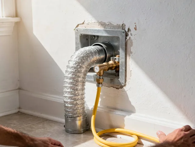 Port Chester Dryer Vent Cleaning certified technician performing specialized gas dryer vent cleaning in Port Chester